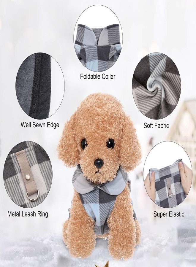 Rbenxia 4 Buffalo Plaid Dog Sweaters with Leash Ring Soft Fleece Vest Warm Puppy Pullover Jacket Cat Pets Winter Outfits (Blue-Gray, Black-White, Camouflage, Gray Letters, Small) - Image 2